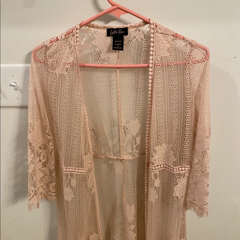Pink lace duster
